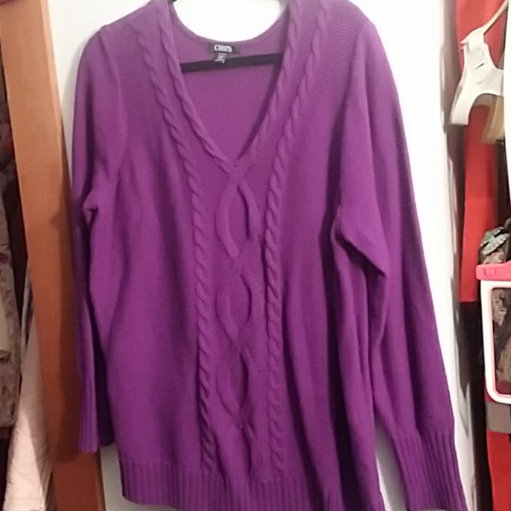 Ladies Plus Chaps Purple cable sweater
